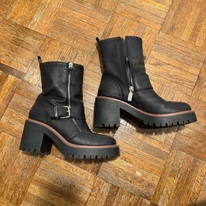 Blondo Black Leather Combat Boots